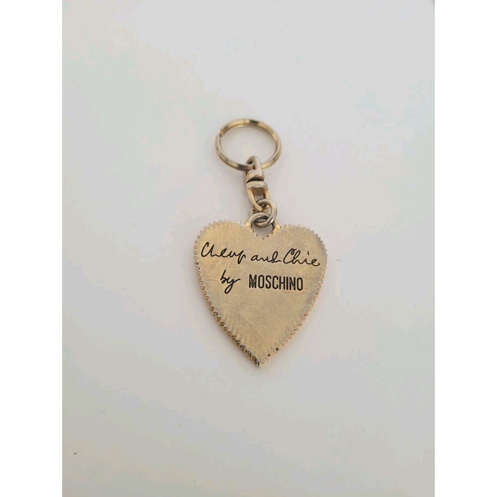 Vintage Cheap And Chick Moschino Gold Heart Charm Keychain Key Ring Fob Metal